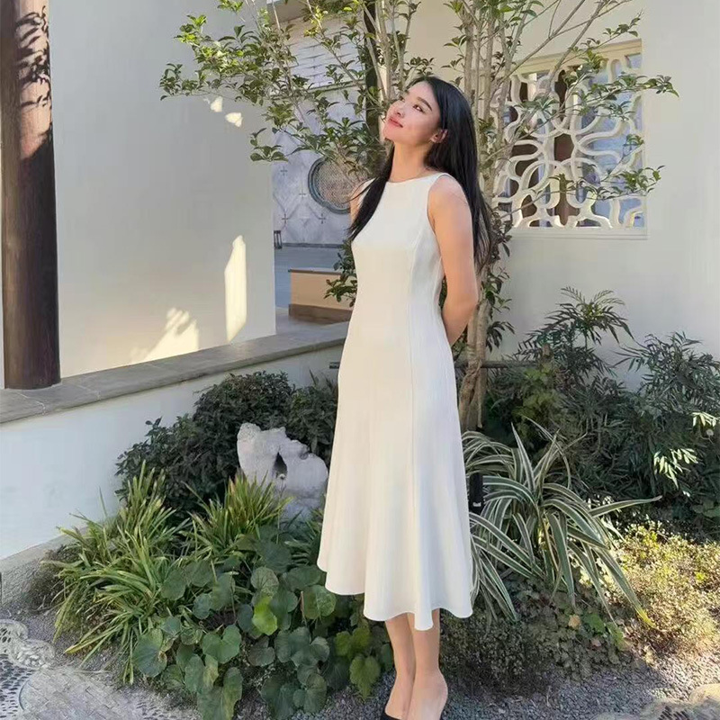 TH Triacetate Blended Fishtail Umbrella Swing dress 2025 New Simple High Style Elegant Commuter Sleeveless Dress TH Triacetate Blended Fishtail Umbrella Swing dress 2025 New Simple High Style Elegant Commuter Sleeveless Dress