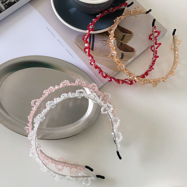Fashion Crystal Pearl Winding Thin Headband display picture 3
