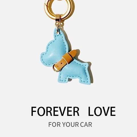 フレンチブルドッグ犬車のキーホルダーペンダント絶妙でクリエイティブな男性と女性のかわいい子犬カップルバッグペンダントリング個性|undefined