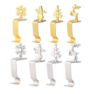 2023 New E-Commerce Christmas Fireplace Hook Metal Stocking Hanging Bag Hook Snowflake Shape Decorative Pendant Ready for Sale
