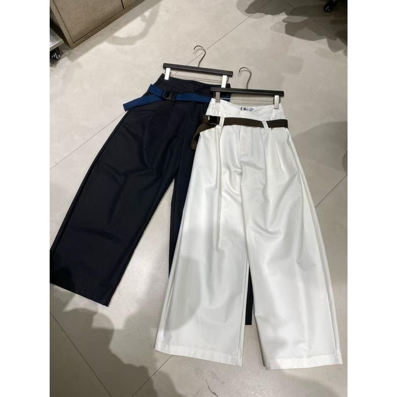 R13 13 行インスタイルウェビングベルトパンツ通勤フレッシュカジュアルパンツハイウエストストレートルーズ痩身パンツ女性用|undefined