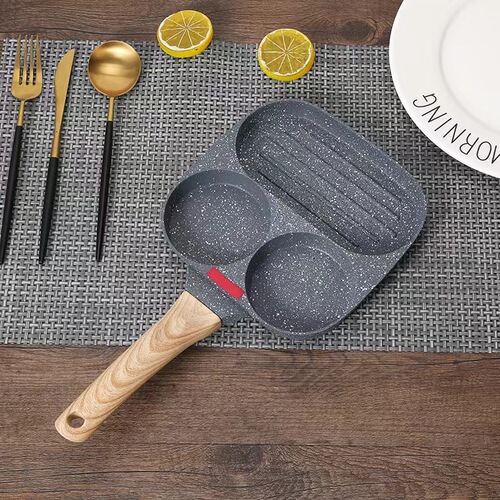 Hamburger pan household flat non-stick pan three-in-one mini steak frying pan breakfast omelette artifact medical stone universal