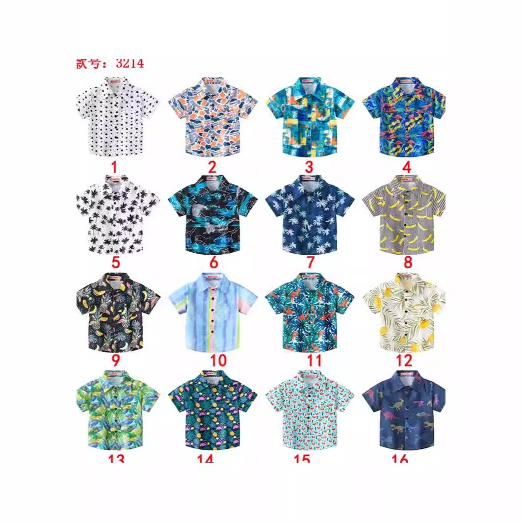 New Korean style casual versatile printed fashion short-sleeved shirt for boys and toddlers, thin summer style.