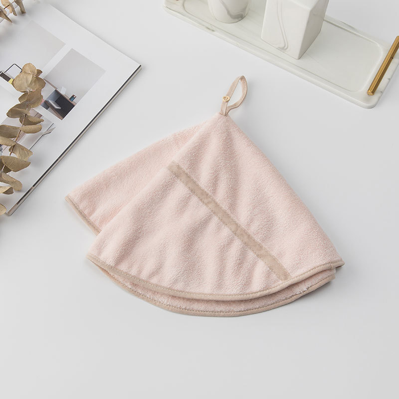 Colgando toalla de mano de lana de coral trapo toalla de cocina paño redondo swing toalla de mano limpieza fuerte absorbente