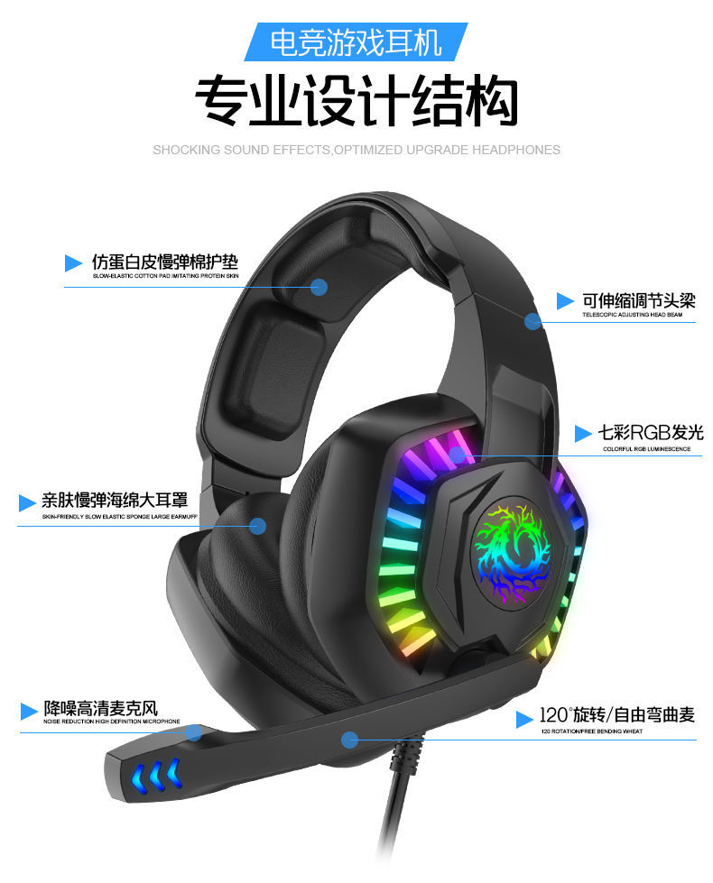 Auriculares transfronterizos para computadora auriculares e-sports juego pollo comiendo escritorio portátil teléfono móvil con micrófono cableado