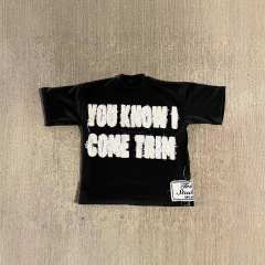 欧米の街頭のファッションの頭のアルファベットのプリントの半ズボンのtシャツのゆったりしている丸首の半袖の上着の男女の同項の半袖