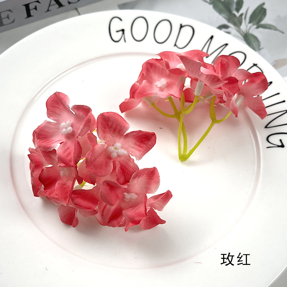 Pintura al óleo de imitación de hidrenias DIY9 cabeza tela de seda falsa flor tocado de flores de pinza material de diseño floral decoración de fotografía del hogar