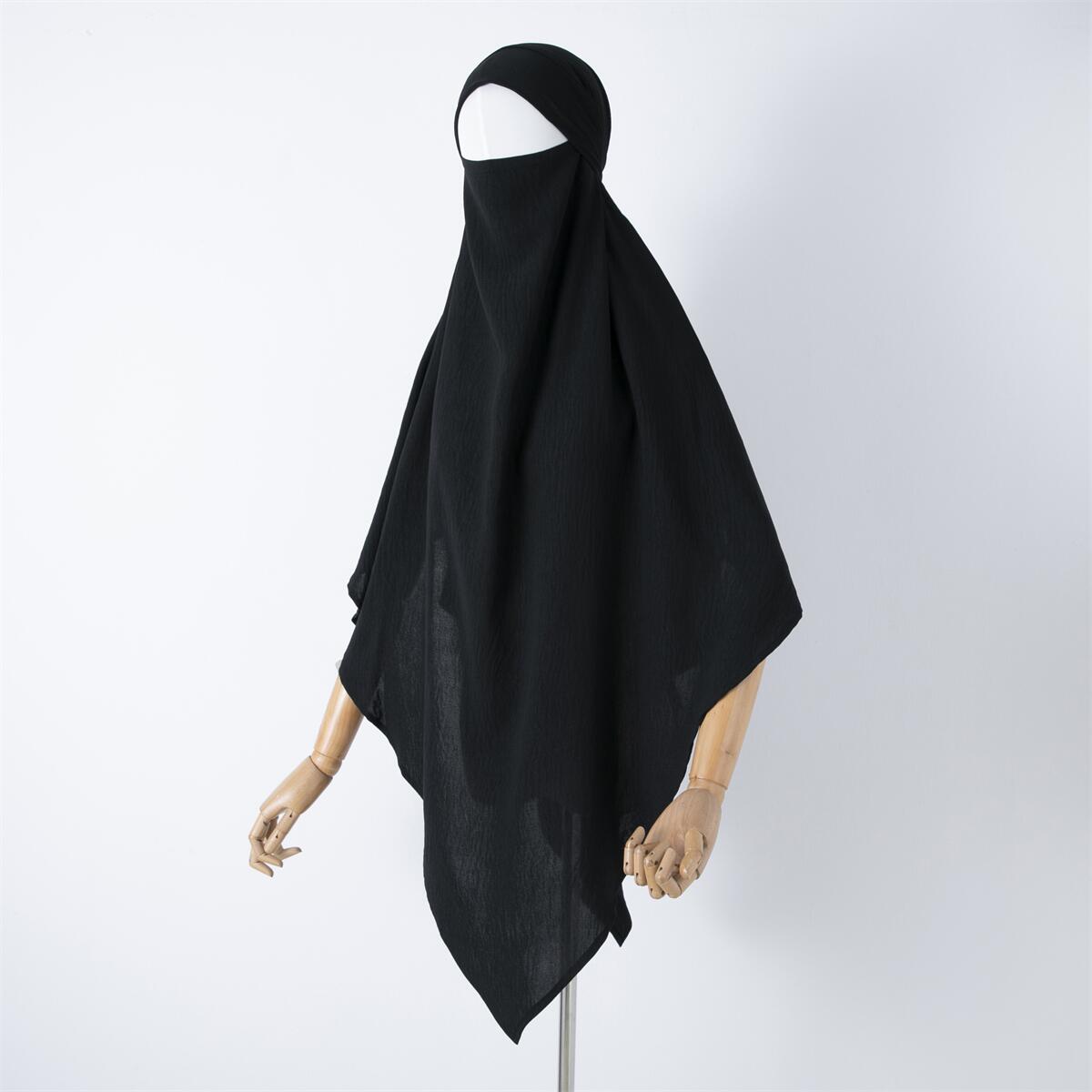 Damenbekleidung einfarbige Spitze Muslim Doppelschicht Kopftuch_voghion.com