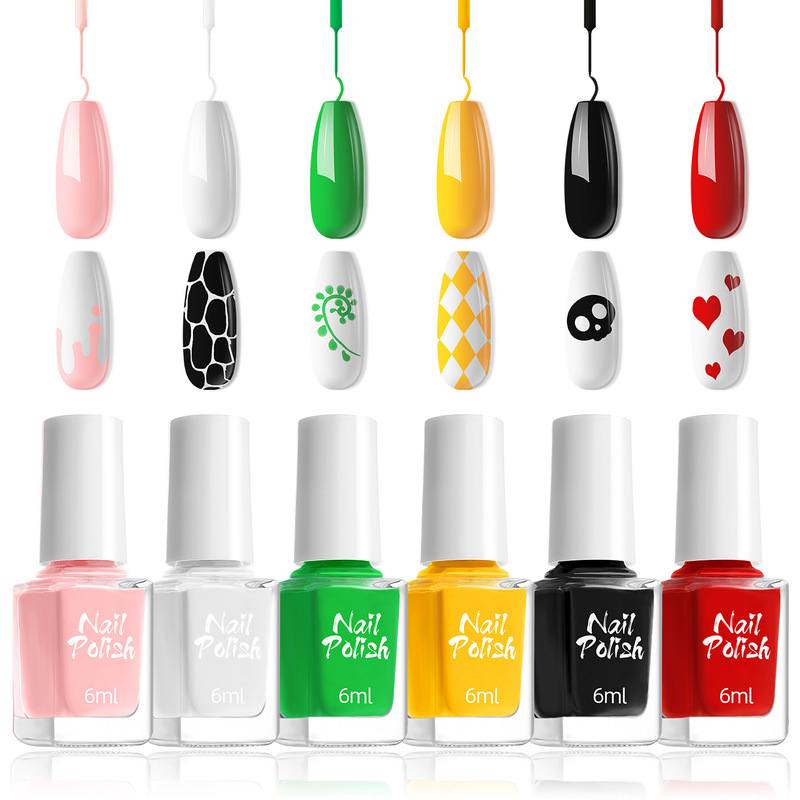 Cross-border Non-baking Drawn Nail Polish suit Hook French Painting Glue Popular Color Nail Art Glitter Pearlescent Polarized Color