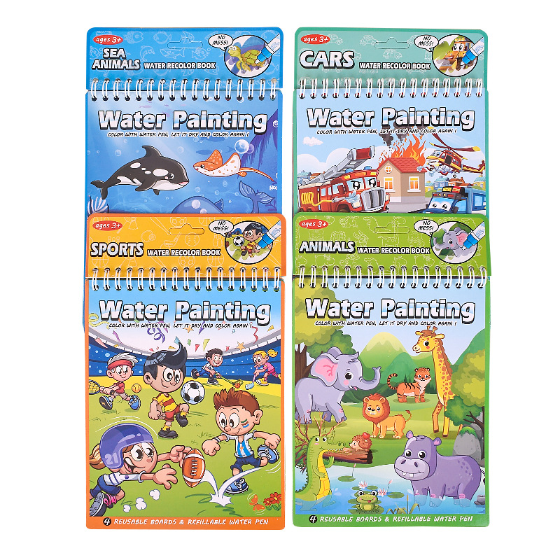 Libro de pintura de agua mágico transfronterizo jardín de infantes para niños bebé pintura libro de colorear educación temprana libro de pintura de agua cognitivo