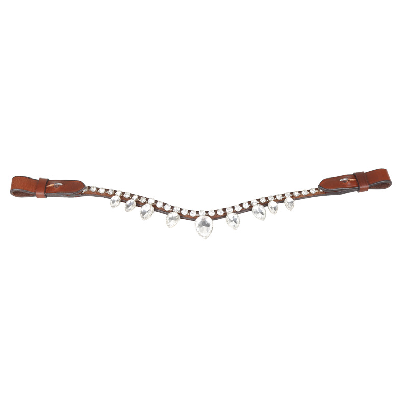 Cuero para cejas, cuero para frente, cuero de vaca con incrustaciones de diamantes, hermosos accesorios decorativos para bridas de caballo, artículos ecuestres, equipo para caballos al por mayor 8218173.
