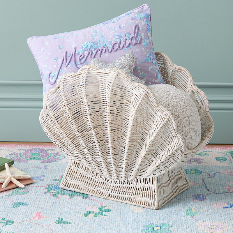 Cesta de almacenamiento de ropa conchas de caña dormitorio infantil cesta de almacenamiento doméstica snack juguetes libros cesta de almacenamiento de artículos diversos