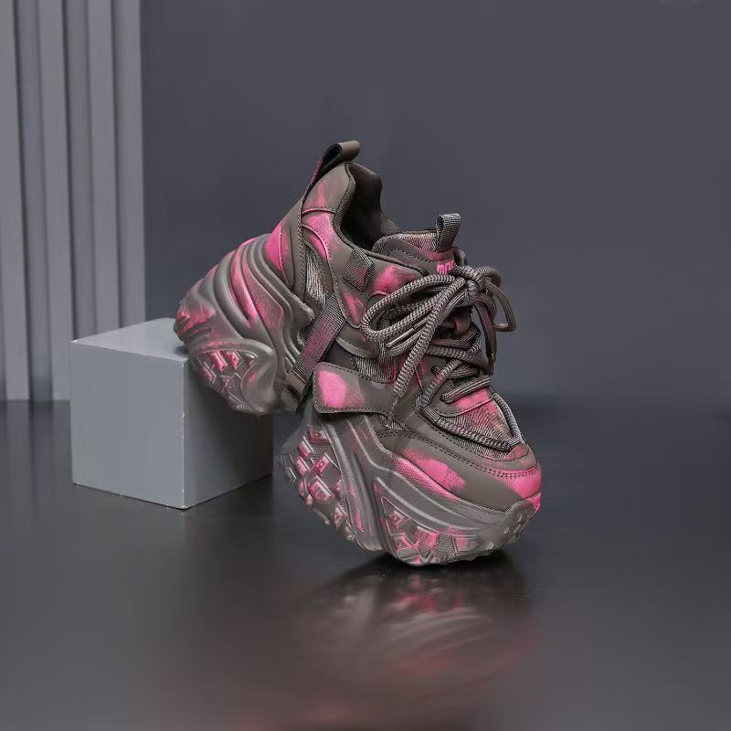 Women's Height-Increasing Thick-Soled Dad 2026 Spring/Summer New Gradient Color Vintage Style High-End Sports Casual_vogvips.com