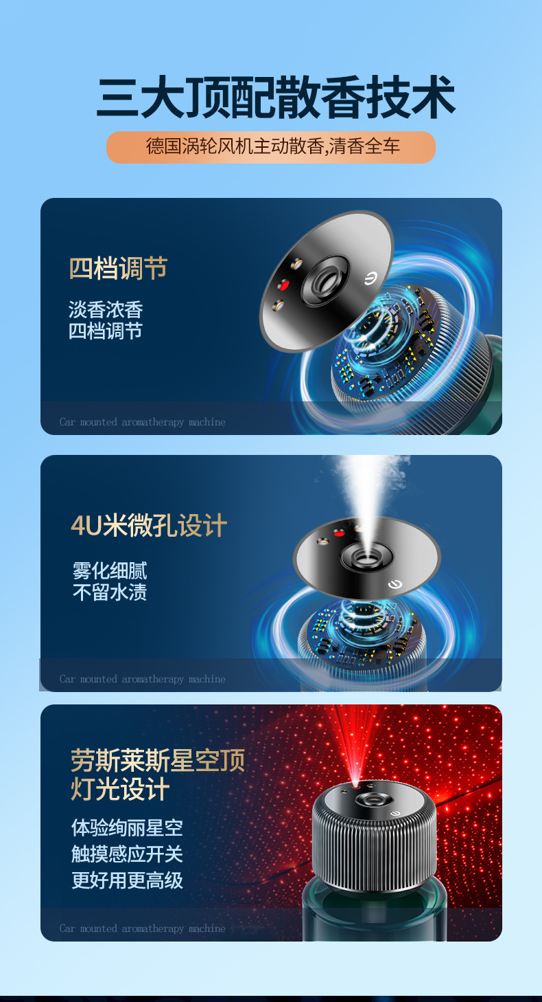 Car Aromatherapy Car Perfume Star Top Car Intelligent Incense Sprayer Spray Creative Decoration High-end Car Supplies