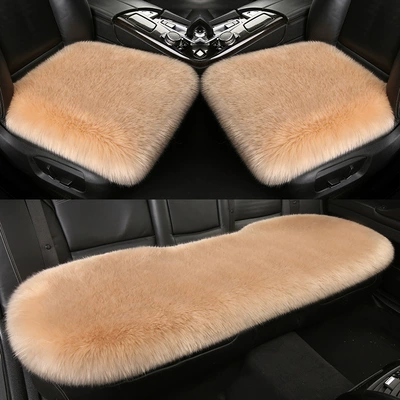 Cushion Winter Plush Single-Piece Seat: Wool pad - bean-paste-color-standard-version