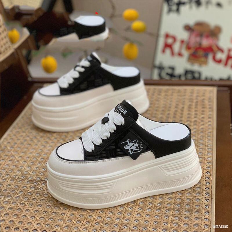Thick-Soled Slippers for Women, Height-Increasing 8cm, Platform Closed-Toe Thin Wedge Heel, 2026 Autumn Hot-Selling Internet Celebrity Slippers