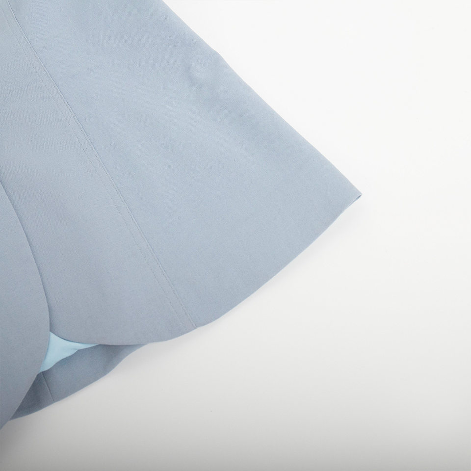 Bộ vest gile và quần short nữ chất liệu lanh cotton, áo khoét vai không tay, kiểu công sở — Màu mơ, Màu nâu đậm, Màu trắng, Màu xanh nước biển chi tiết 60
