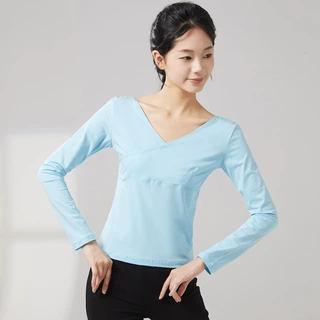 舞蹈服女上衣 V领练功服基训服显瘦瑜伽服中国舞跳舞服艺考表演服