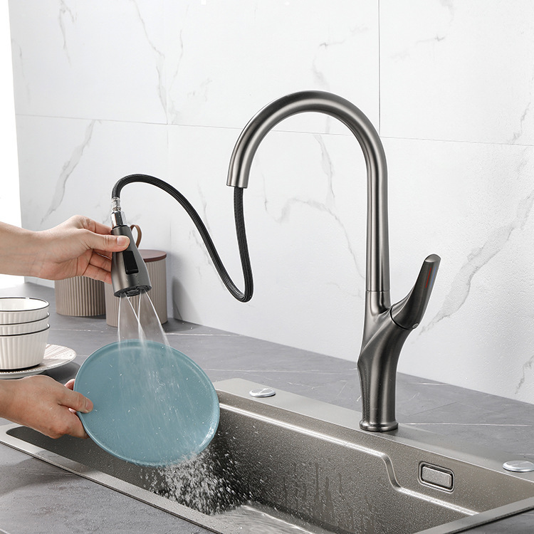 GB all copper kitchen pull-out faucet high quality household sink hot and cold faucet cross-border foreign trade wholesale