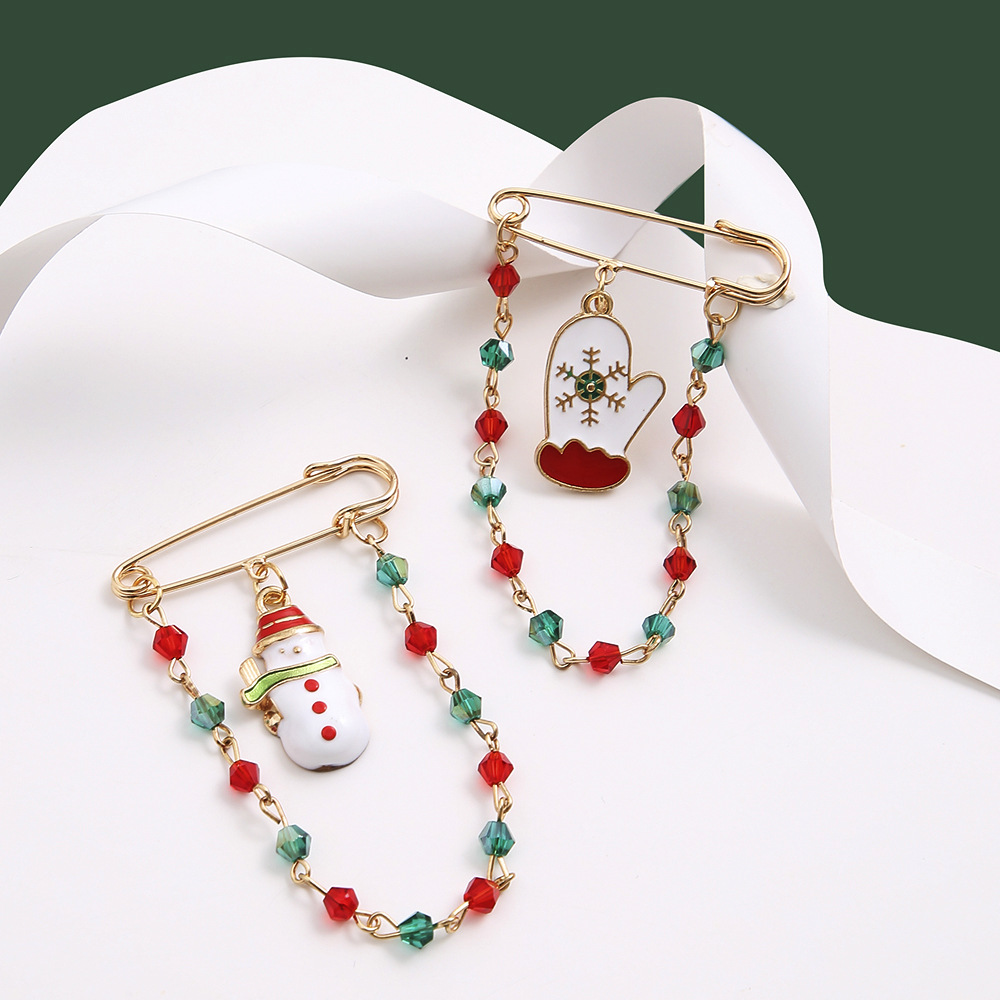 Christmas Alloy Pin Color Dripping Oil Santa Snowman Brooch Tassel Fashion Accessory Brooch display picture 4