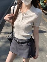 2025夏季新款女装超好看漂亮polo领针织短袖打底衫内搭上衣