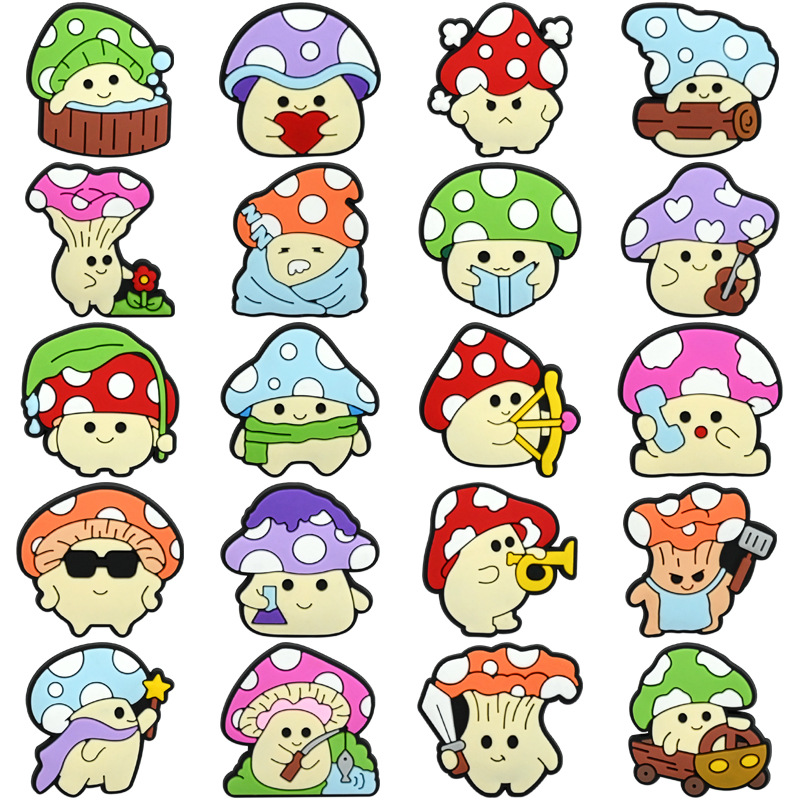 新品可爱蘑菇洞洞鞋diy配件卡通鞋花装饰扣儿童洞洞鞋配饰高级感