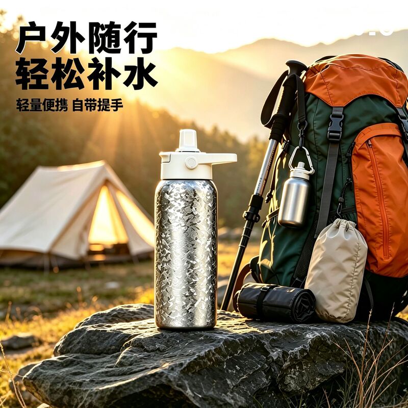 Outdoor pure titanium insulated water bottle, unisex design, suitable for car use, travel, cycling, and sports; large capacity, portable titanium cup Outdoor pure titanium insulated water bottle, unisex design, suitable for car use, travel, cycling, and sports; large capacity, portable titanium cup