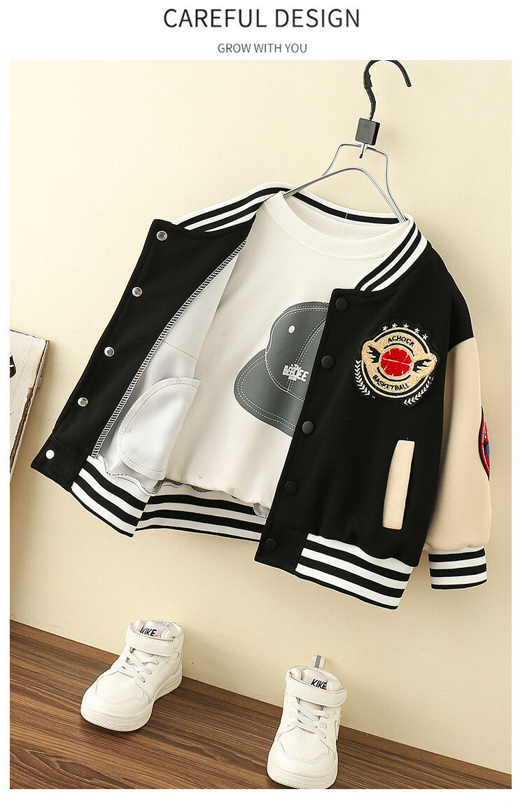 Boys' A-line Labeled Baseball Jersey 2024 Spring and Autumn New Korean Edition Children's Fashion Brand Coat Baby_voghion.com