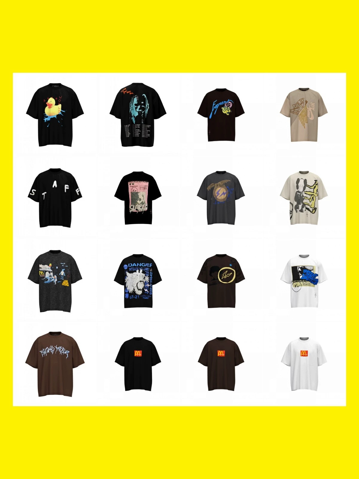 Travis Short Sleeve M Scott Little Yellow Duck Cactus Lightning Rap Tour TS Joint Couple Hip Hop T-Shirt