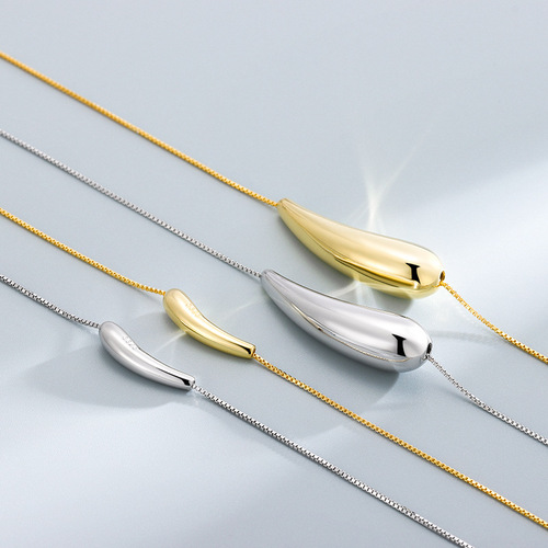 S925 sterling silver pepper eggplant small golden bean pendant Japanese and Korean fashion temperament K gold plated light luxury women's necklace clavicle chain