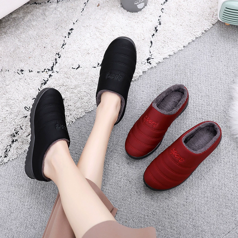 Новые зимние теплые лунные туфли на флисовой подкладке, ленивые слипоны, домашние и уличные непромокаемые Нескользящие хлопковые тапочки для ухода за полушеркой