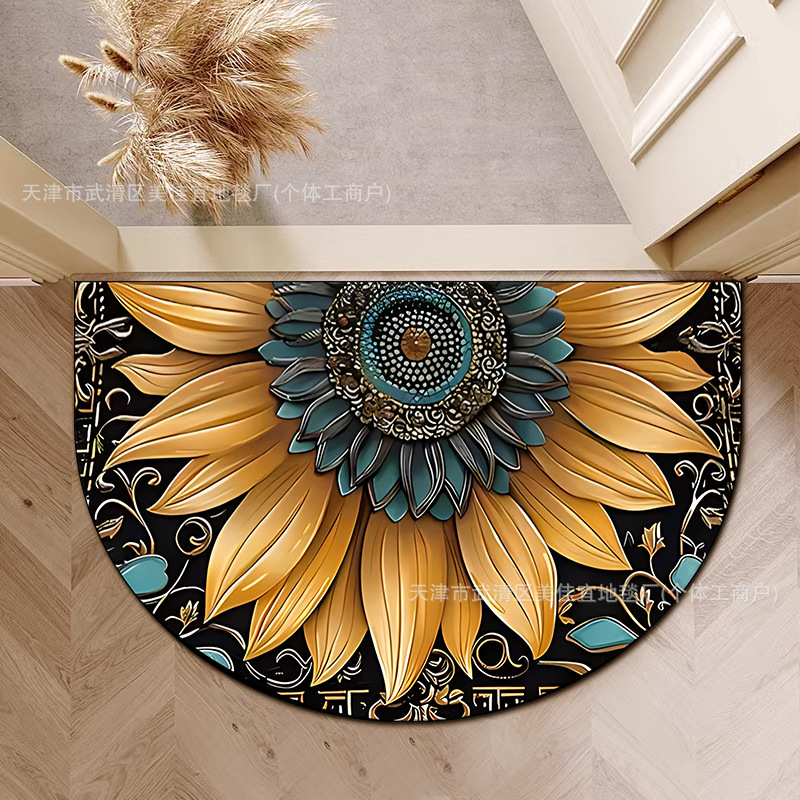 Estera floral transfronteriza estera impresa semicircular estera de suelo puerta de entrada estera de suelo puerta de baño absorción de agua estera de suelo sucia