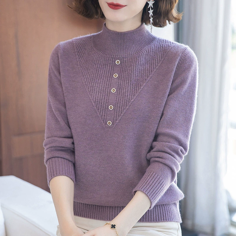 Зимняя одежда для мамы утолщенный свитер на флисовой подкладке, рубашка в бутылках иностранного духа, женский зимний свитер для женщин среднего возраста 40 лет