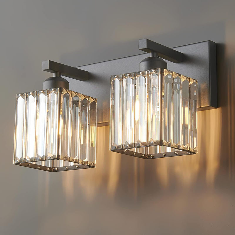 Amazon Cross-border American Simple Light Luxury Crystal Wall Lamp Industrial Wind Mirror Headlight Farmhouse Bathroom Hand-in-Hand Bedside