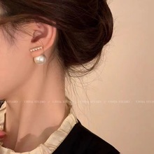 韩国轻奢珍珠耳钉女小众设计感高级耳环2023年新款潮复古耳饰秋冬