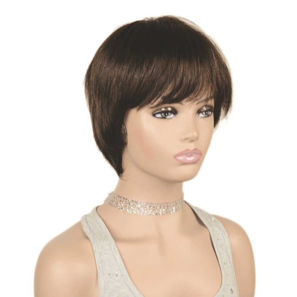 Tejido a mano encaje cabello real cabello damas pelucas de alta gama cabello corto fábrica al por mayor en el país y en el extranjero