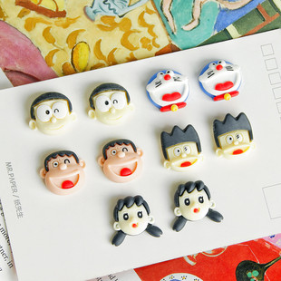 Cartoon cute doll, earrings, material with accessories, handmade