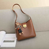 Fashionable advanced one-shoulder bag, bucket, leather trend bag strap, 2021 collection, high-end, genuine leather