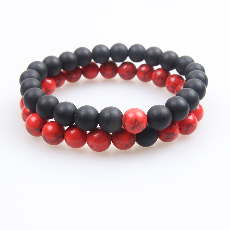 블랙스톤+레드파인팔찌 8mm