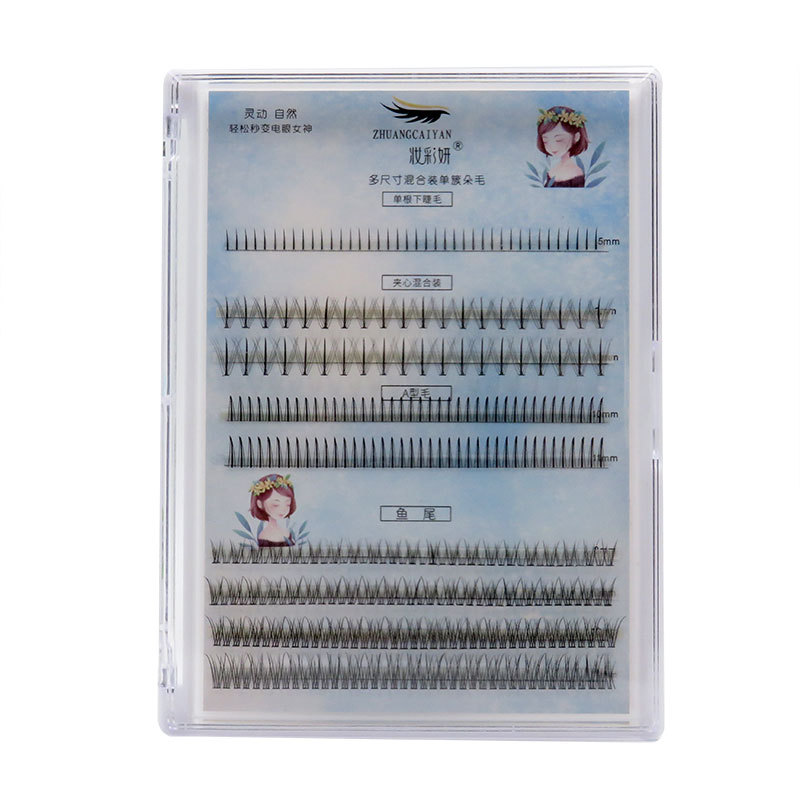 Barbie sandwich pestañas inferiores injerto nueve filas de pestañas postizas 9 filas de cabello pestañas mixtas tipo Hada cola de pez