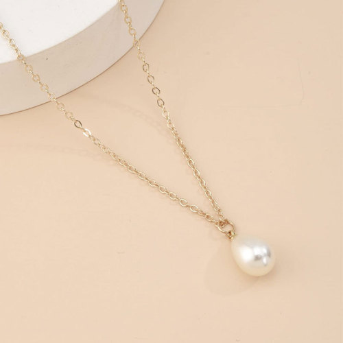 Best-selling imitation pearl pendant necklace for women, versatile high-luster ABS pearl lockchain necklace accessory
