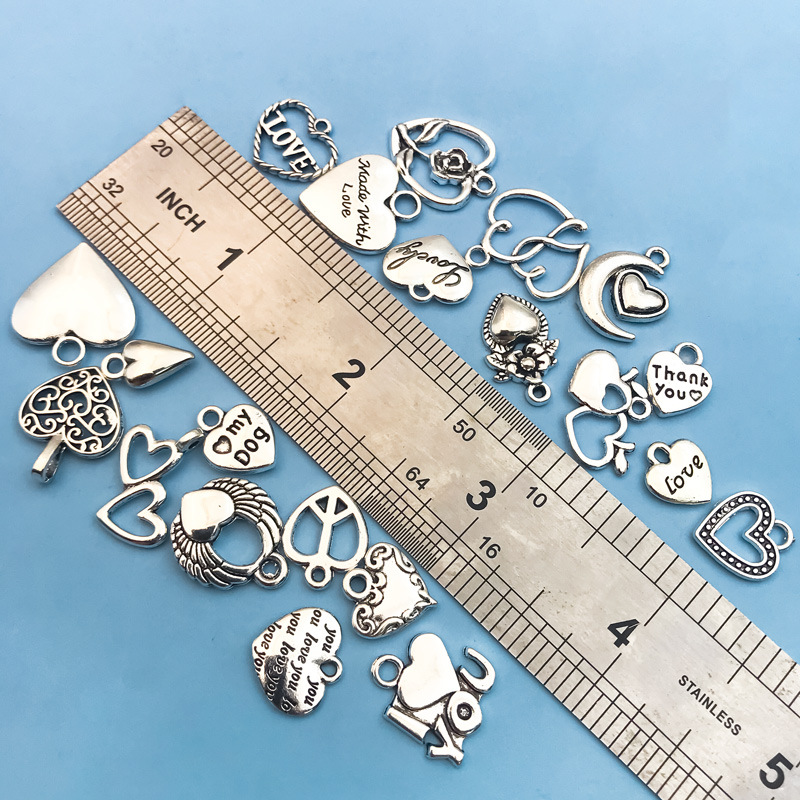 Bricolaje aleación accesorios de la joyería collar 1 melocotón corazón pendientes colgante hueco amor pulsera colgante hecho a mano Accesorios