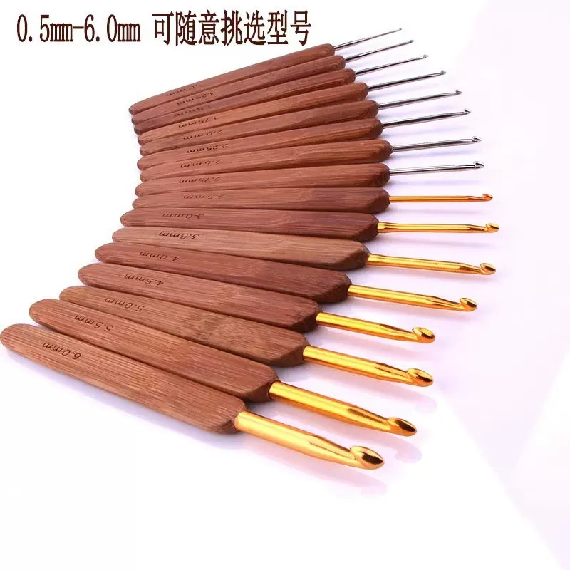 Gancho para Extensiones de Cabello con Mango de Bambú, para Trenzas y Tejido, de Acero