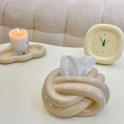 Creative Life Knot Fun Tissue Box Living Room Coffee Table Dining Table Bedroom Ceramic Tissue Box Personalized Cute Home Use