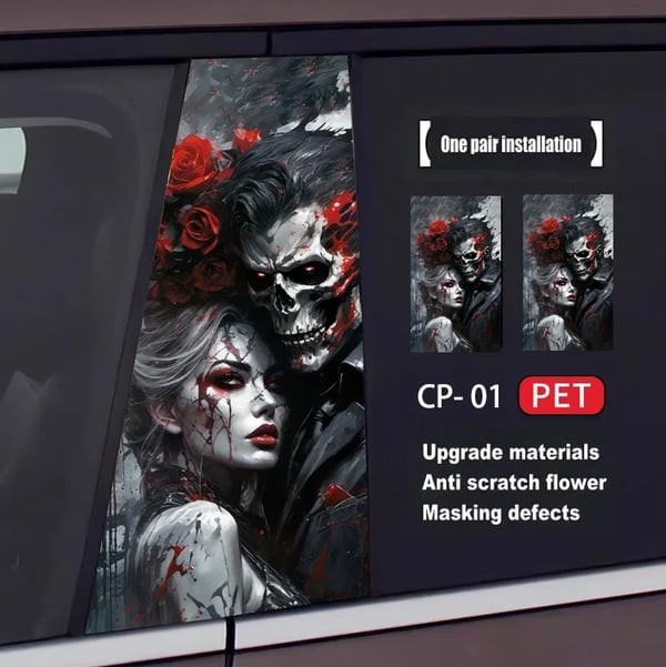 Car center pillar sticker A pillar Nezha 2 clown decorative sticker car window B pillar protective film black Wukong painted Meidu
