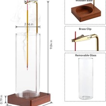 多功能香薰实木香插居家简约熏香架玻璃香座木质倒挂式香炉插现货