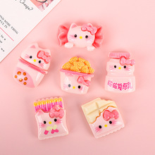 卡通可爱零食kt猫diy奶油胶发夹头饰配饰手机壳洞洞鞋扣装饰配件