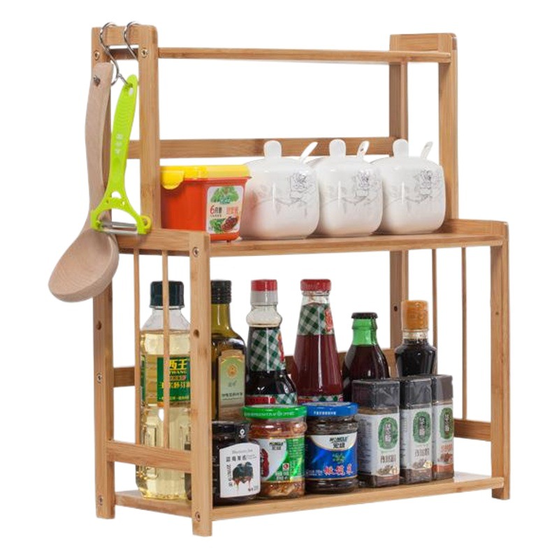 Estante de condimentos multi-funcional estante de almacenamiento de cocina estante de condimento estante cuchillo de corte de bambú estante suministros de cocina estante de almacenamiento
