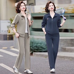 妈妈春秋休闲时尚运动服套装中年洋气新款中老年两件套上衣女外套
