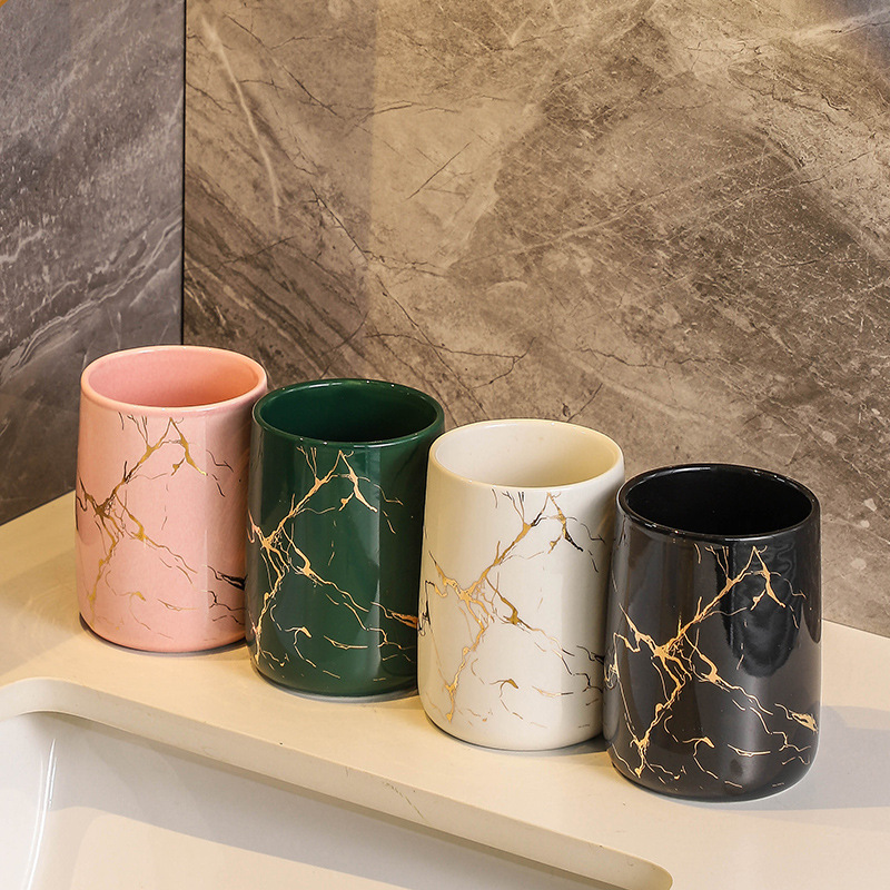 Taza de enjuague bucal Couple Taza de par Cepillo Taza de dientes de cerámica de alta gama de lujo ligero Taza de tocador Taza de cepillo de dientes de alta gama